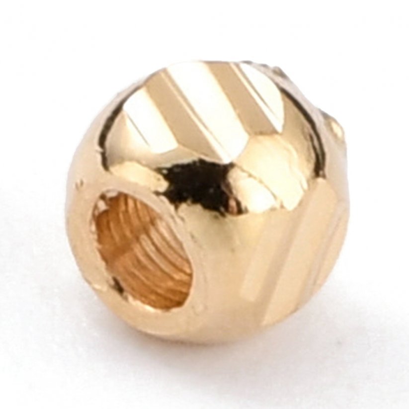 Sárgaréz elválasztó, gömb, arany, 2,5x2,5 mm