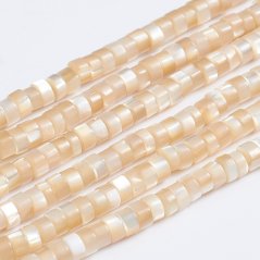 Heishi Perlen mit Perlmutter, 4x2 mm, braun