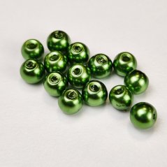 Sklenené korálky s perleťovým efektom - 8 mm svetlo-zelené