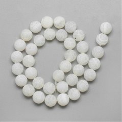 Természetes achát - gyöngyök, jég, fehér, 8 mm