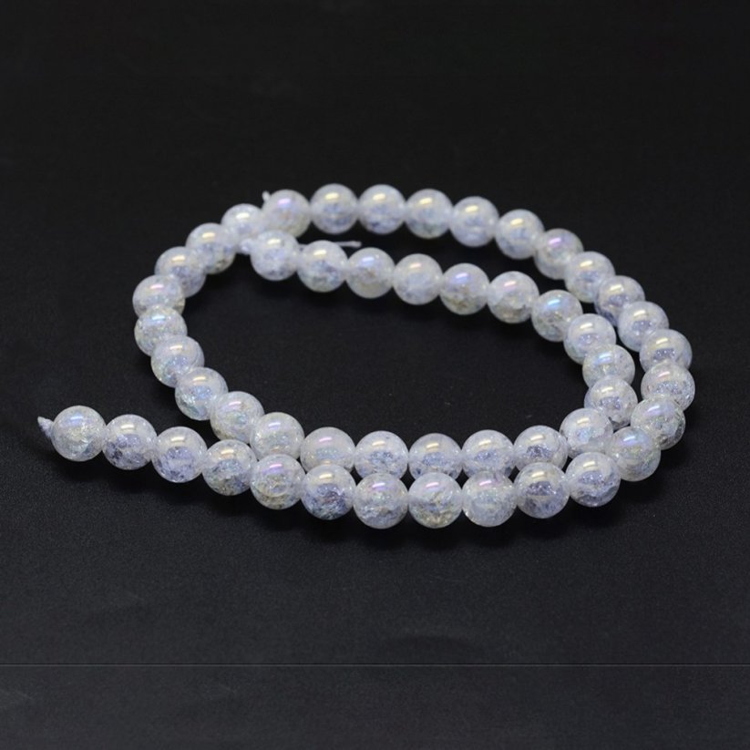Metallisierter geknackter Naturkristall - Perlen, farblos, 10 mm