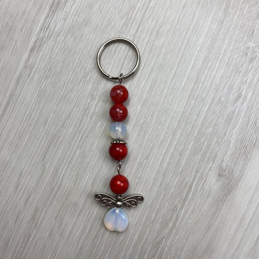 Klíčenka z achátu a opalitu - dlouhá