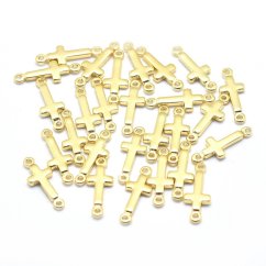 Zwischenteil aus Messing Kreuz, golden, 13,5x5x1,5 mm