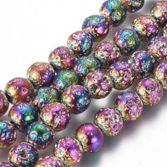 Naturlava - Perlen, metallisiert, mehrfarbig, 8 mm