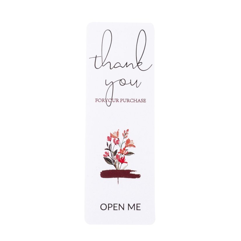 Nálepka "Thank you", biela s kvietkom, 74x25 mm