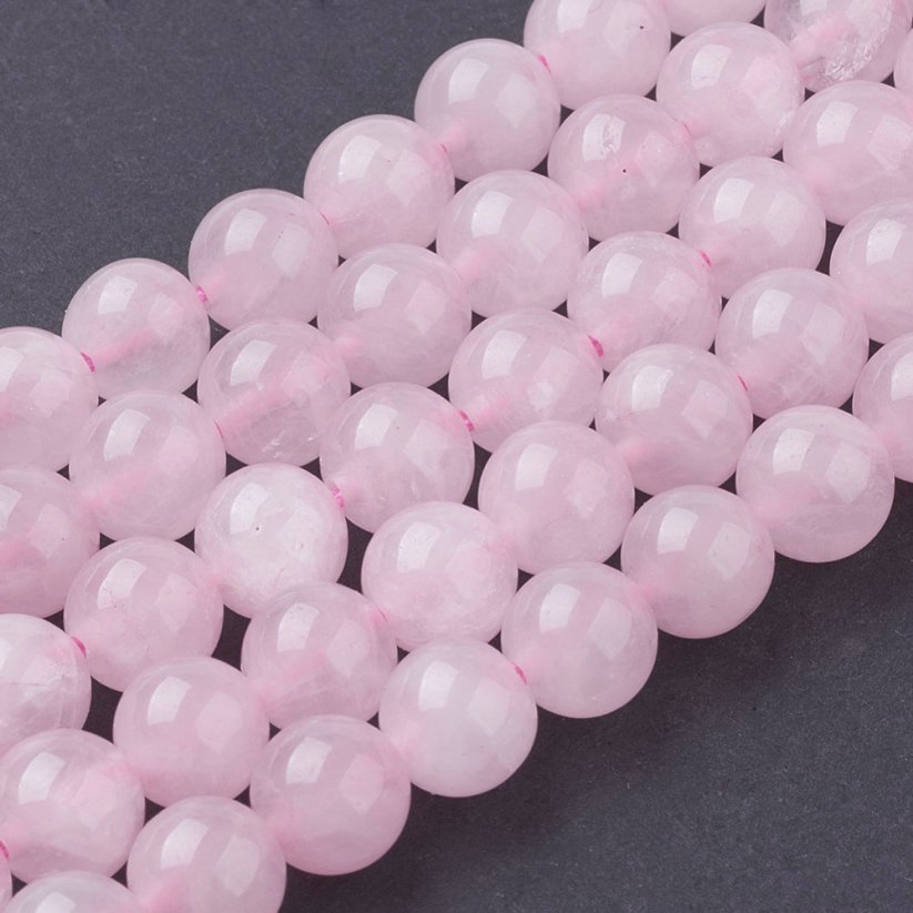Természetes rózsakvarc - gyöngyök, rózsaszín 8 mm