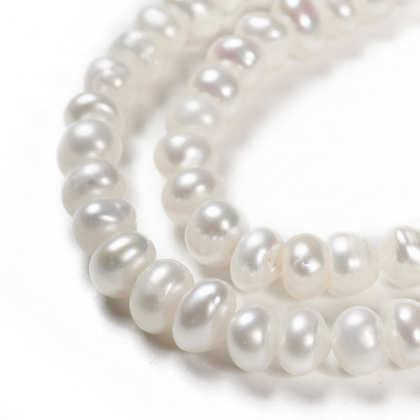 Přírodní říční perly, rondelka, 5-6x4 mm