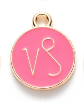 Fém medál horoszkóp szerint -  Bak, rózsaszín, 15x12x2mm