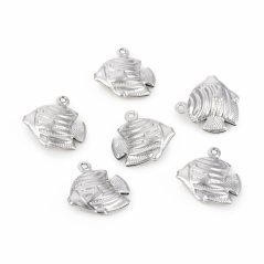 Přívěsek z nerezové oceli 304,"Ryba - stříbrná", 17,2 × 17,3 × 5,5 mm