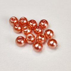Skleněné korálky s perleťovým efektem - 8 mm, lososové
