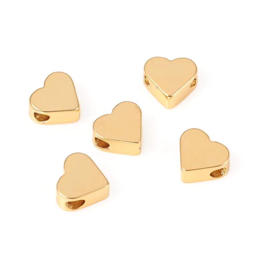Mosazný oddělovač srdce - zlaté, 6x7x3 mm