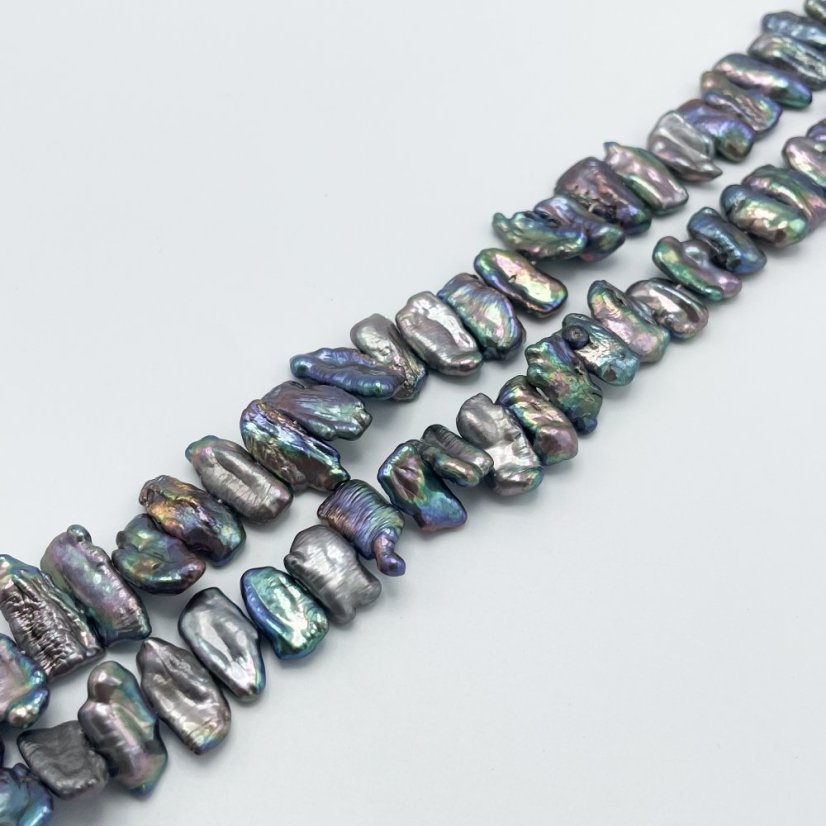Prírodné riečne perly, biwa, čierne, 10x20 mm