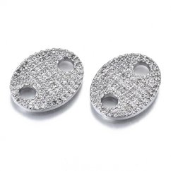 Medzidiel "Ovál" s kubickými zirkónmi z mosadze, 20x15x2 mm