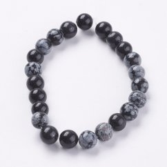 Természetes pelyhes obszidián - gyöngyök, fekete, 8 mm