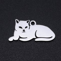 Přívěsek z nerezové oceli 304,"Kočka", 9,5 × 19 × 1 mm