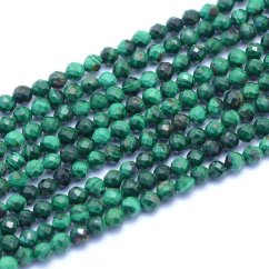 Prírodný malachit - korálky, zelené, brúsené, 3 mm