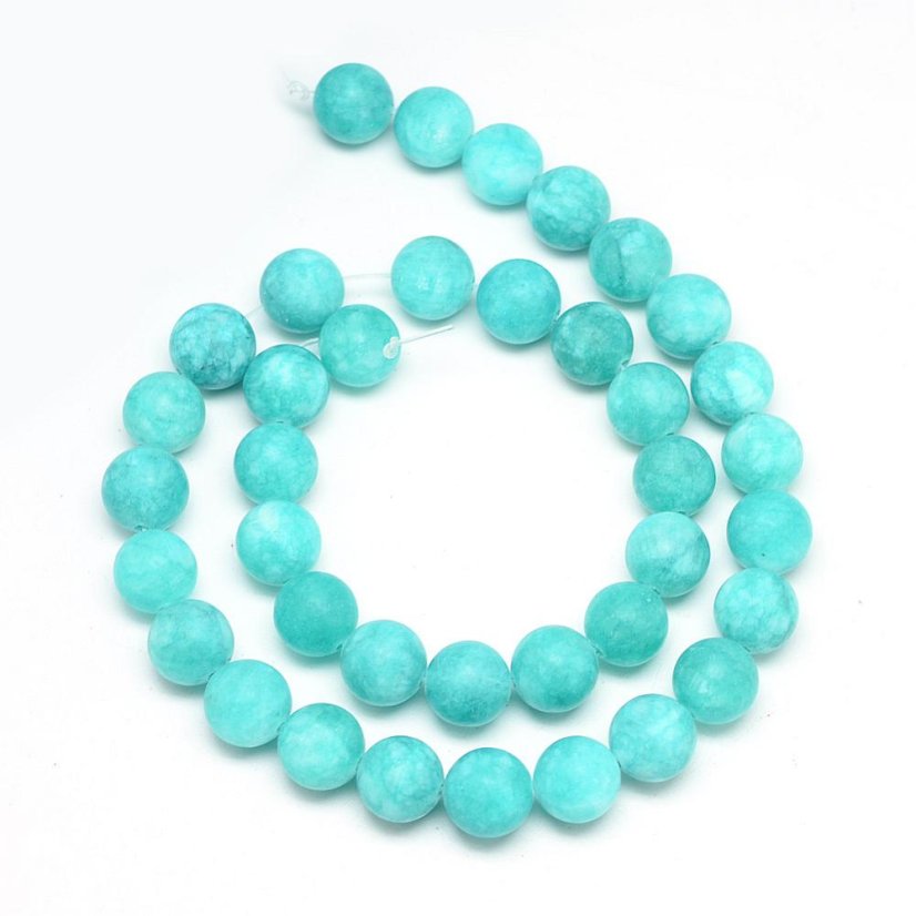 Természetes jade - gyöngyök, matt, sötét türkiz, 8 mm