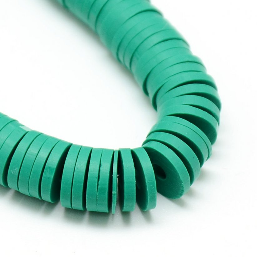 Heishi polymerový korálek - zelené, 4x0,5-1 mm