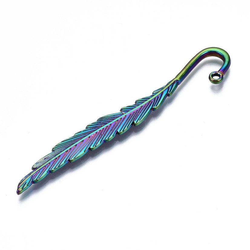 Záložka do knihy, pierko, viacfarebná, 80x13 mm