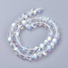 Synthetischer Mondstein - Perlen, farblos, 6 mm