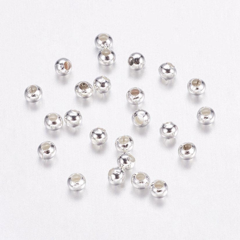 Mosadzná korálka, strieborná, 2,5 mm