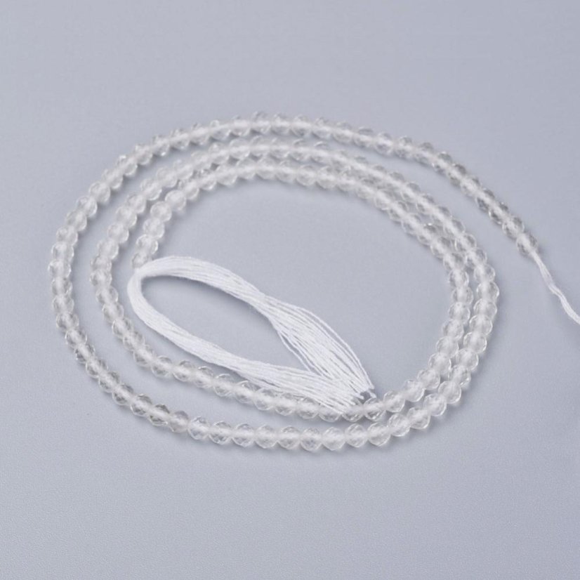 Természetes kristály - gyöngyök, csiszolt, 2 mm