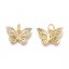 Anhänger aus Messing mit kubischem Zirkon - Schmetterling, golden, 14~15x9,5x2 mm