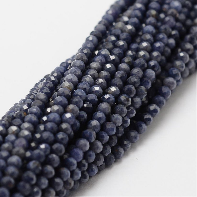 Natürlicher Saphir - Perlen, blau, geschliffen, 3 mm