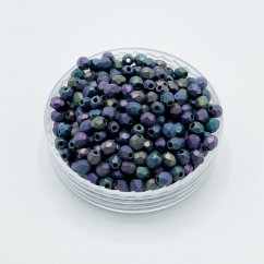Geschliffene feuerpolierte Perlen Iris Purple, matt, 3 mm