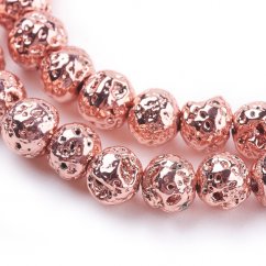 Naturlava - Perlen, metallisiert, rosa, 4 mm