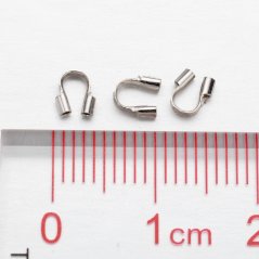 Sárgarézből készült összenyomható zsinórvég, Ø 0,5 mm-ig, ezüst, 4x5 mm