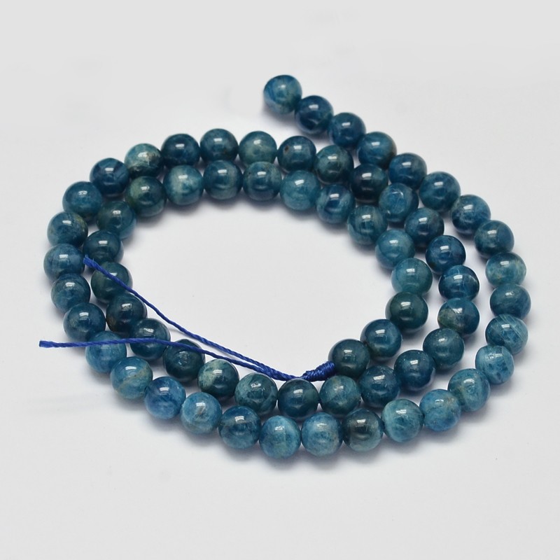 Natürlicher Apatit, Klasse A - Perlen, blau, 6 mm
