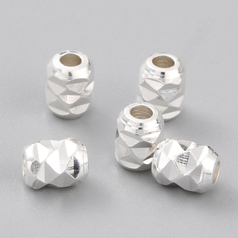 Mosadzný oddeľovač, barel, strieborný, 4x3 mm