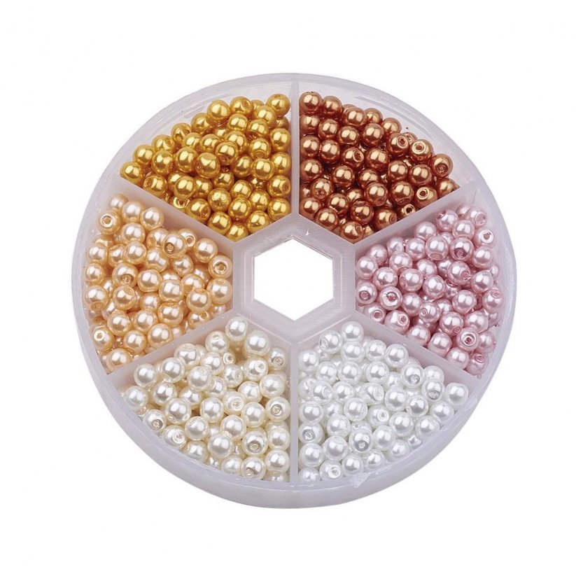 Glasperlen mit Perlmuttereffekt - 6 Farben, 4 mm