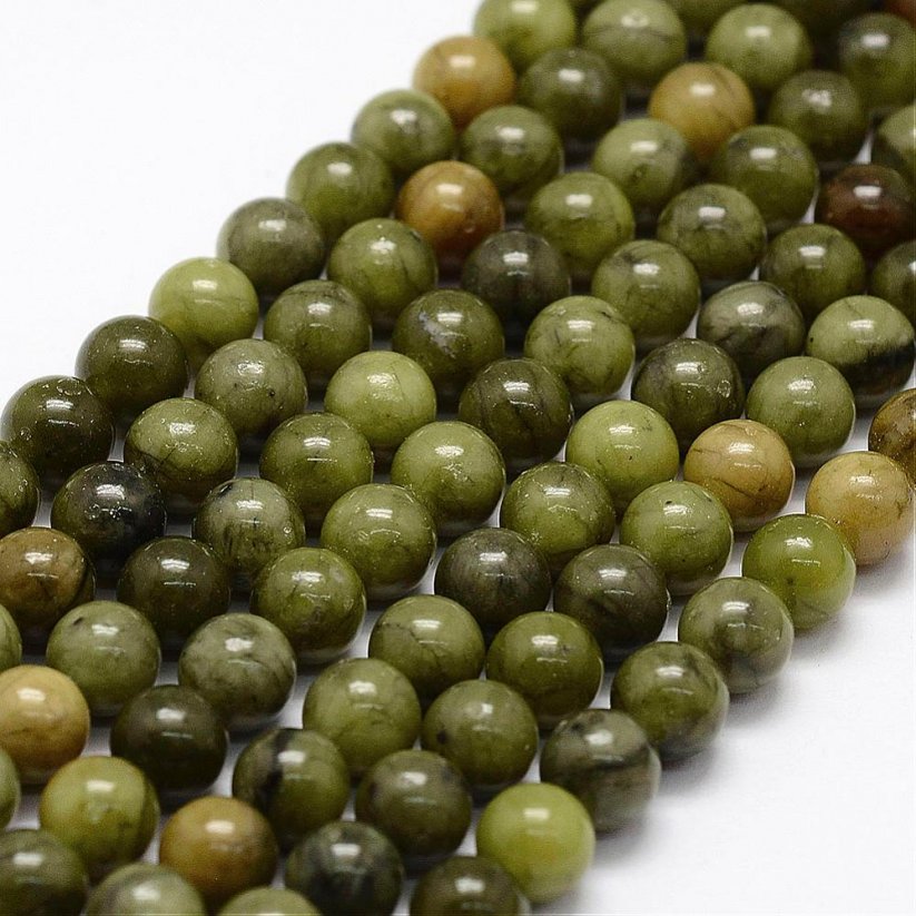 Natürlicher chinesischer Nephrit - Perlen, grün, 6 mm