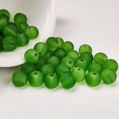Sklenené korálky matné - 8mm zelené