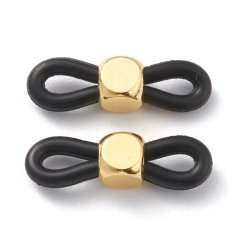 Szilikon horgok sárgaréz kockával szemüvegekhez, fekete, 20x6 mm