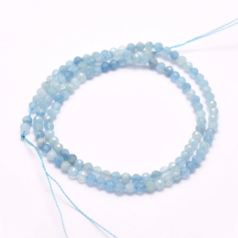 Natürlicher Aquamarin - Perlen, geschliffen, blau, 3 mm