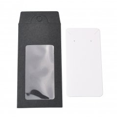 Papierkarte für Schmuckdisplay - einschließlich Verpackung mit Sichtfenster, schwarz, 15,4x6,7 cm
