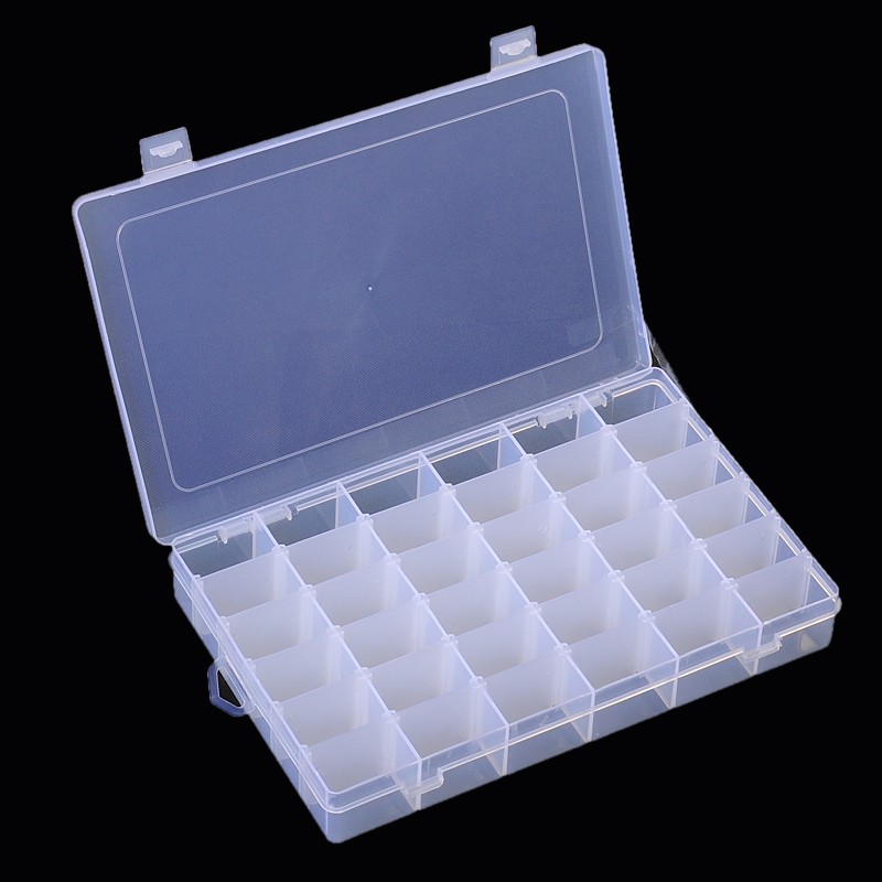 Aufbewahrungsbox aus Plastik für Perlen - verstellbar, 36 Fächer, 17,8x28x4,5 cm