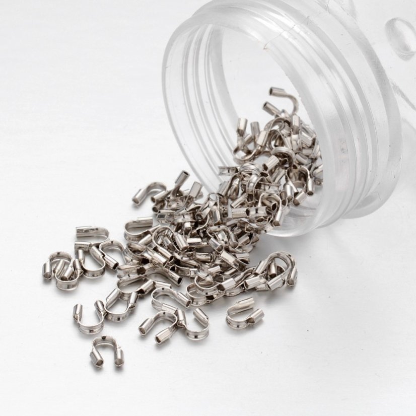 Zatláčacia koncovka z mosadze, pre návleky do Ø 0,5 mm, strieborná, 4x5 mm