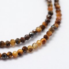 Prírodné tigrie oko - korálky, čiernohnedé, brúsené, 2 mm