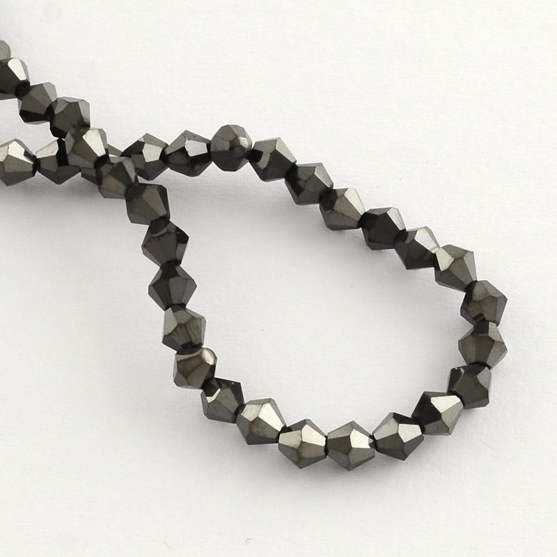 Brúsené sklenené korálky, pokovované, šedé, 4 mm