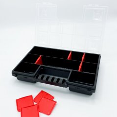 Verstellbare Aufbewahrungsbox aus Plastik mit 12 Fächern, 287x186x50 mm