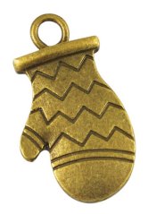 Přívěšek rukavice - starobronzový, průměr 26x14x2mm