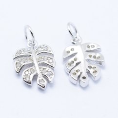 Prívesok s kubickými zirkónmi - list 14,5x9,5x2mm