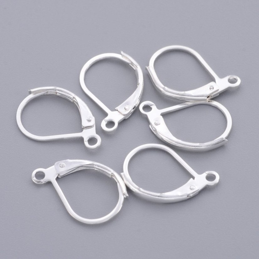 Sárgaréz, ezüst, 10x15 mm-es fülbevaló nyíló csat