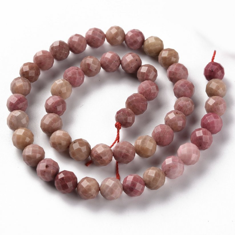 Natürlicher Rhodonit - Perlen, geschliffen, rosa, 8 mm