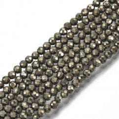 Metallisierter Pyrit - Perlen, 3 mm