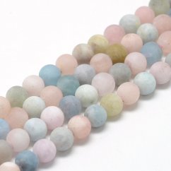 Natürlicher Morganit und Beryll - Perlen, mehrfarbig, 8 mm